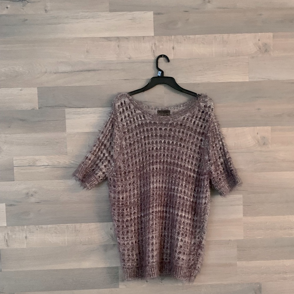 Pullover/Sweater style. Open knit. Charcoal Grey